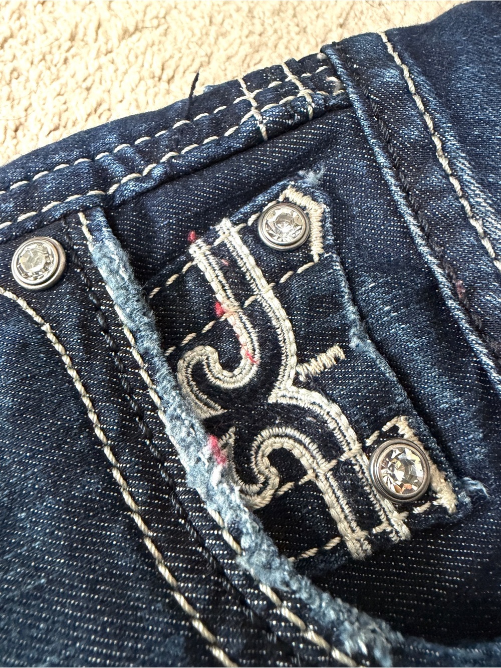 Rock Revival Jeans Womens Size 26 Sora y2K Skinny Dark Blue Rhinestone Low NWOT - Picture 5 of 11